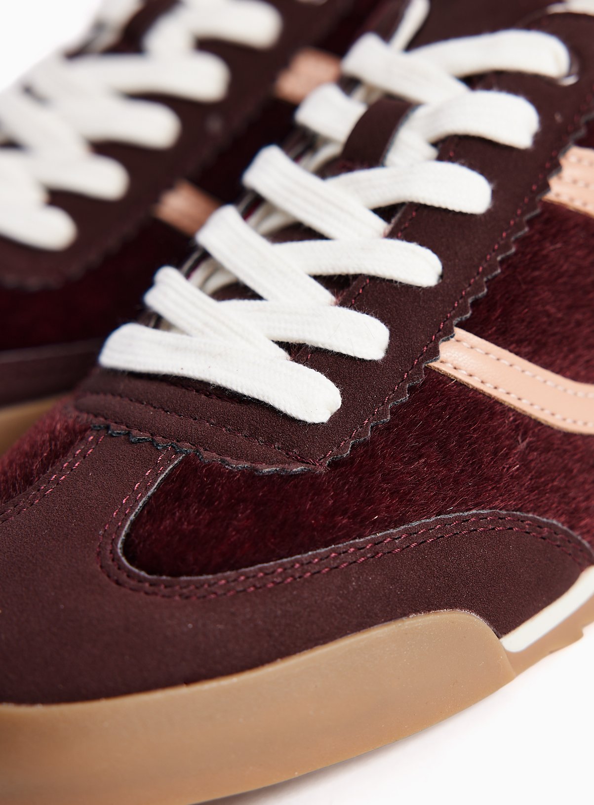 Burgundy Faux Pony Retro-Style Trainers 4 - Image 3 thumbnail